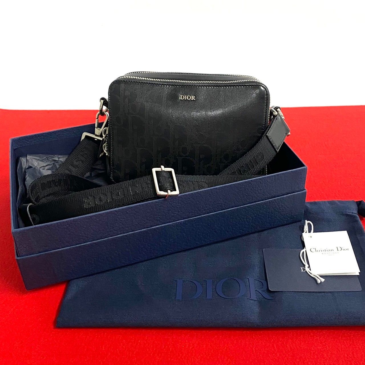 極美品】ディオールショルダーバッグミニオブリークトロッターブラック