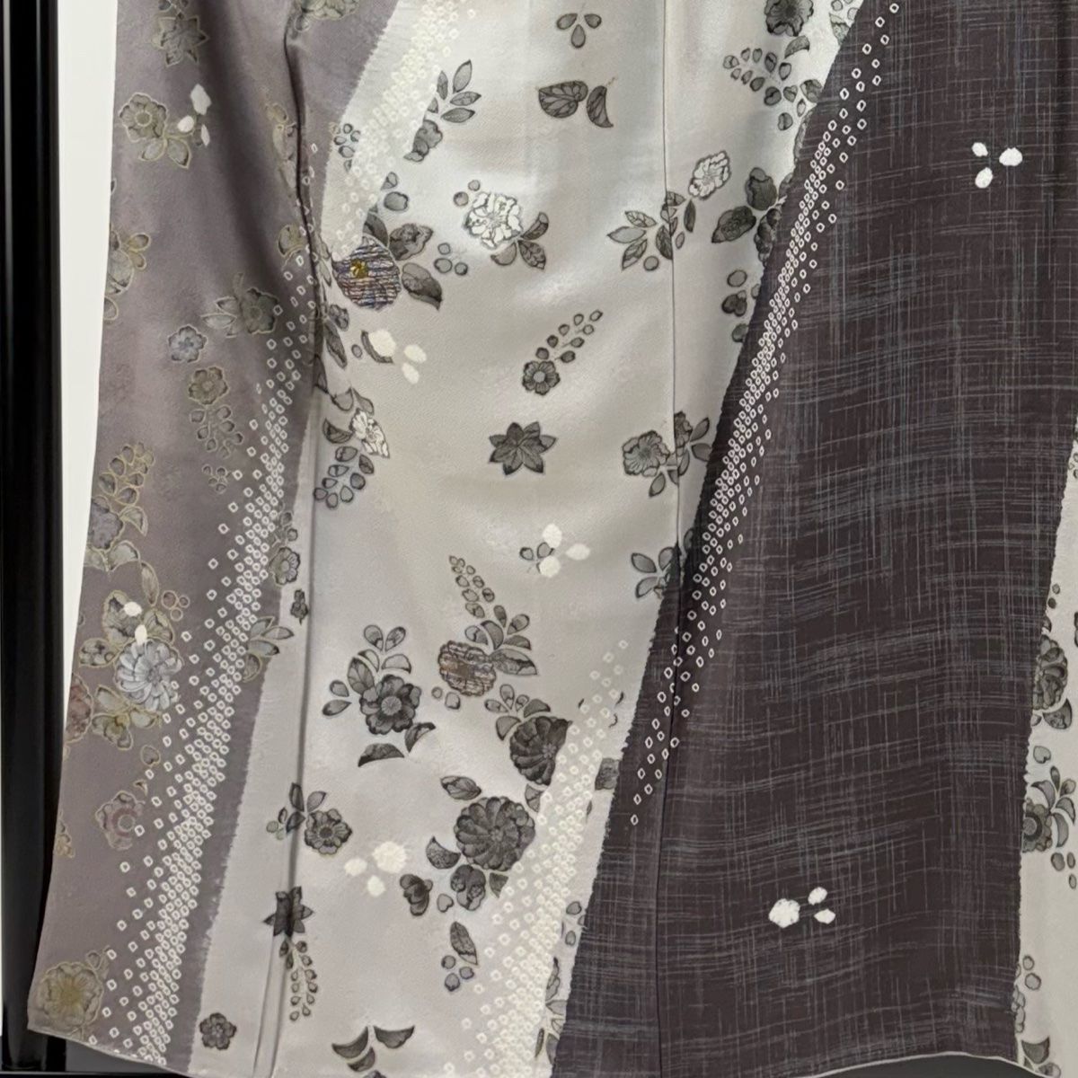 訪問着 身丈156cm 裄丈66cm M 袷 辻が花柄 金銀彩 金銀糸 灰紫 正絹 名品