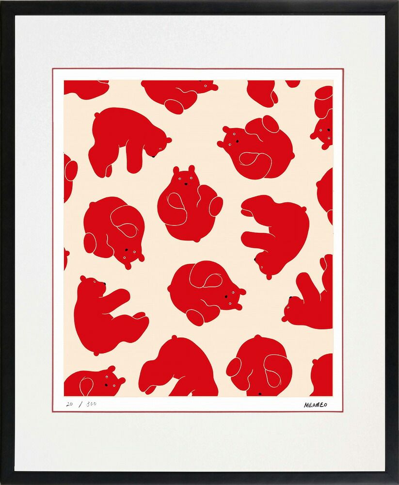 絵画 MEOMEO 転がるクマ インテリア 壁 に飾る絵 リビング 玄関 ギフト