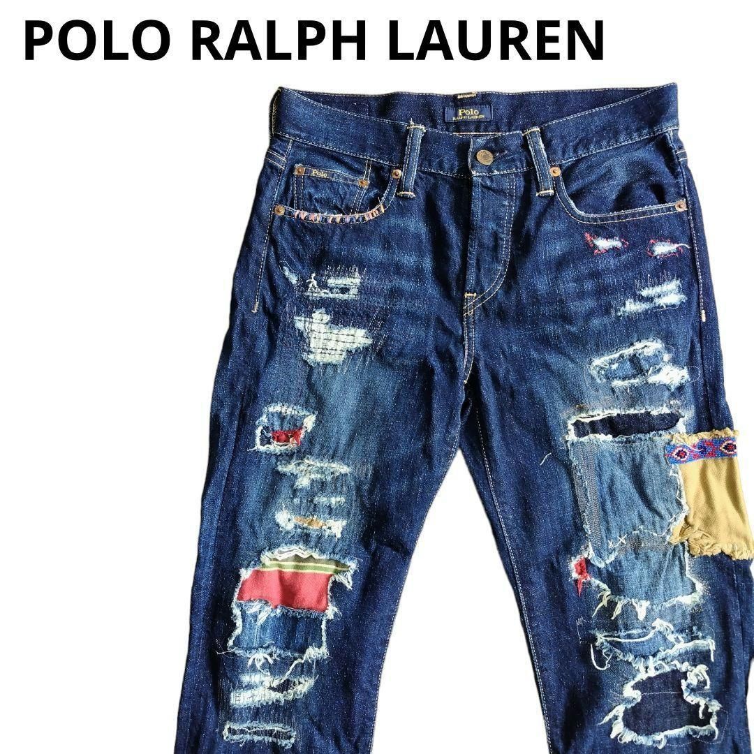 ポロラルフローレン BOYFRIEND ネイティブ柄 ダメージ デニムパンツ POLO RALPH LAUREN アパレル商店あるるん@値下げ交渉歓迎 メルカリ ポロラルフローレン ボーイフレンドダメージデニム