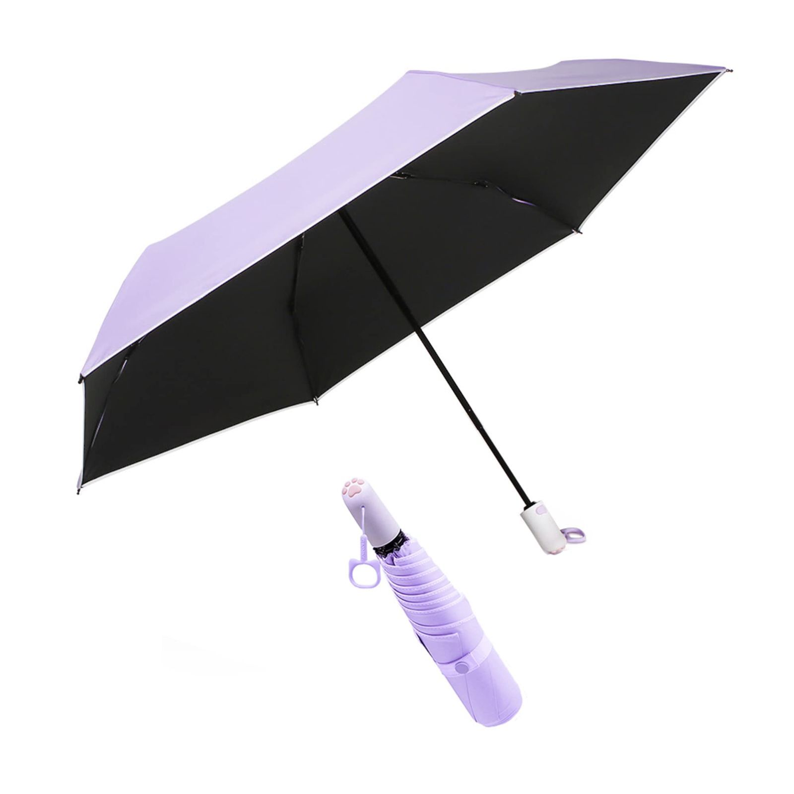 【色: 紫】Honsheng 猫の足傘 日傘 折りたたみ傘 uvカット 遮光 自