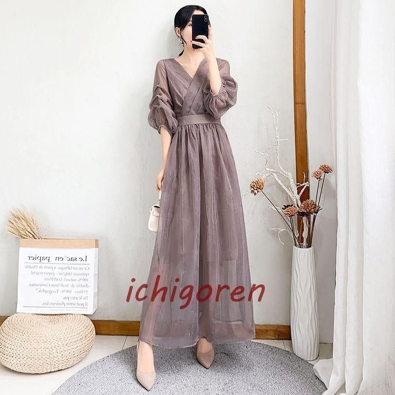 ワンピース レディース 春 夏 秋 長袖 ロングワンピース 美シルエット 大きいサイズ 体型カバー 着痩せ カジュアル ゆったり お洒落 通勤 ドレス