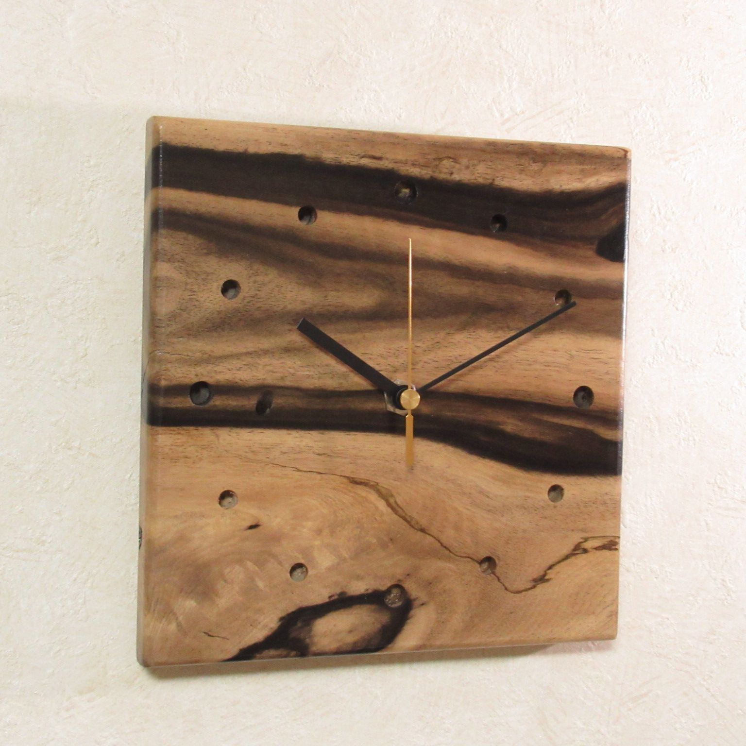 黒柿オリジナル掛け時計 希少銘木【黒柿】木製時計29（掛け時計）