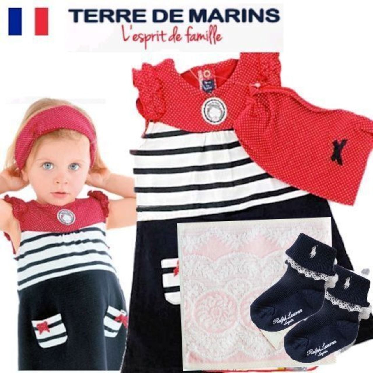 女の子出産祝い フランス製Terre de marinsワンピース 12～18ヶ月 セット