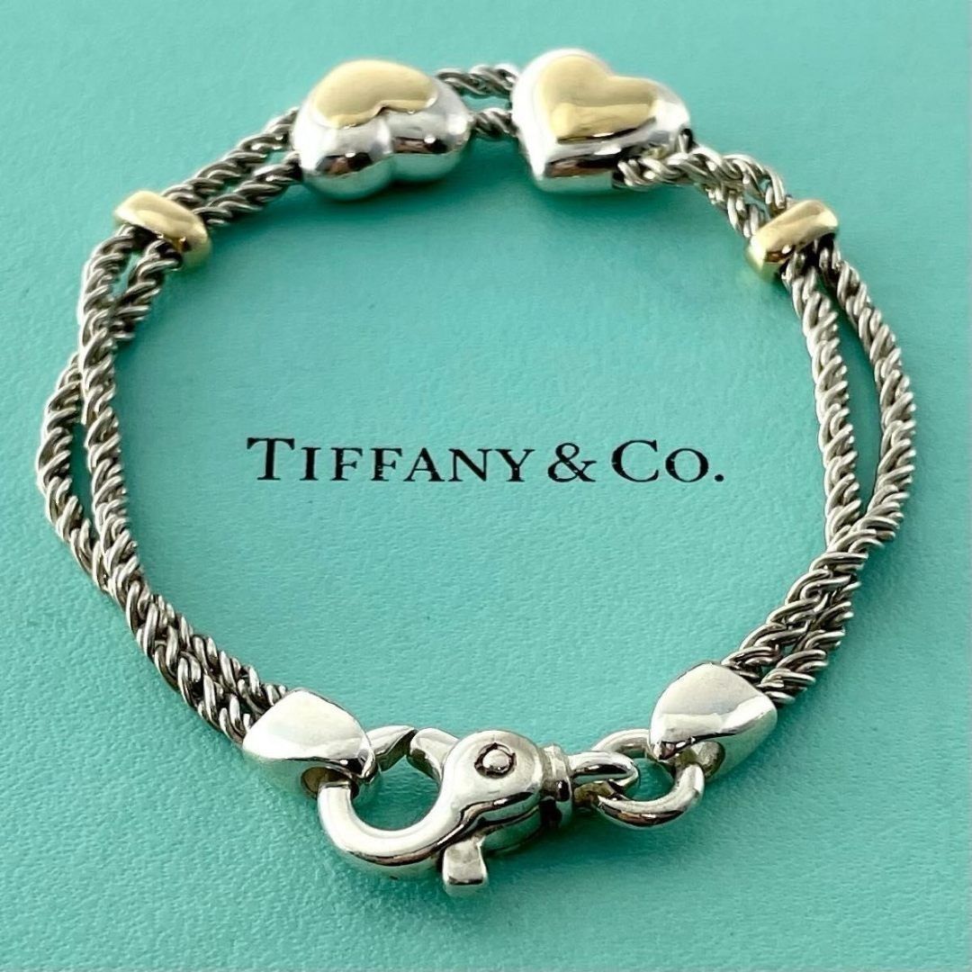 メル オールドティファニー ダブルロープ ハート ブレスレット TB3fe オールドティファニー ダブルロープ ハート コンビ ブレスレット