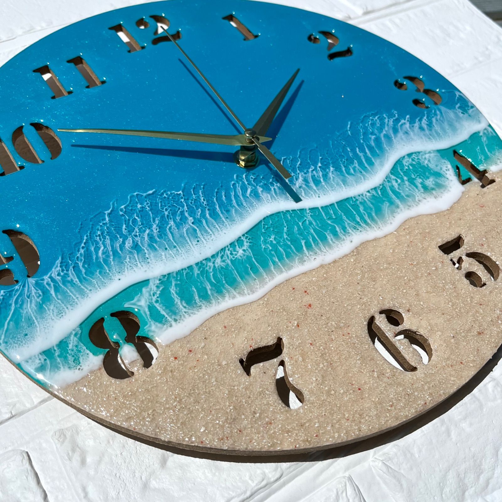 海レジンアート〜シェル型壁掛け時計 海レジンアート〜シェル型24cm掛け時計 受注制作品】オーシャン
