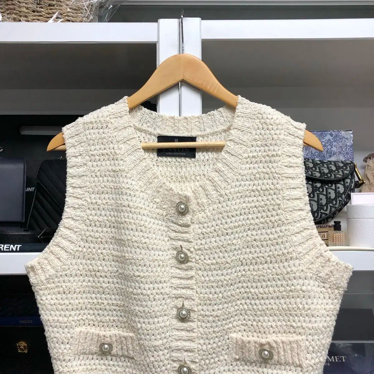 気分の上がる LANVIN LANVIN COLLECTION ランバンコレクション クリームカラー ニット ベスト