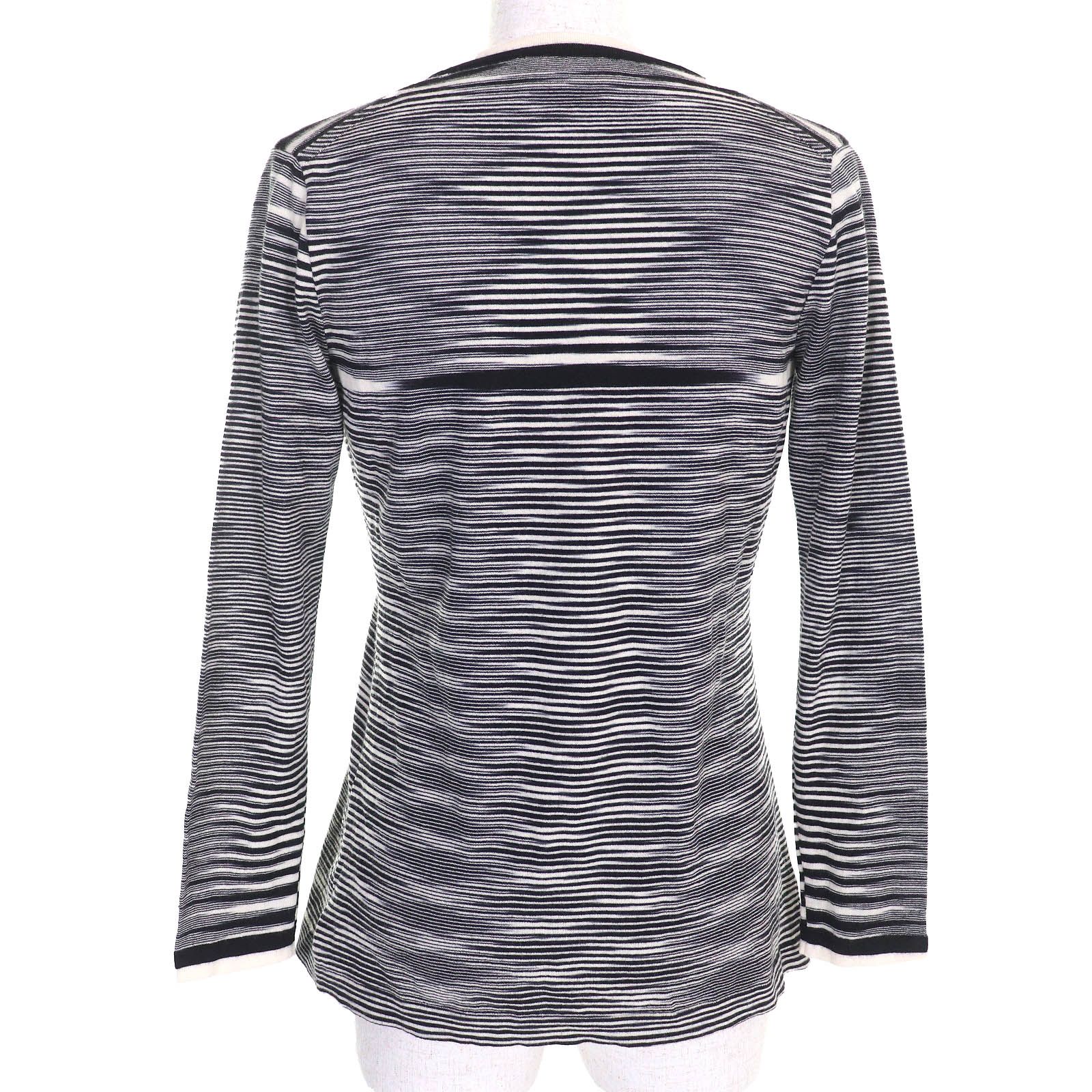 【MISSONI/ミッソーニ】半袖カットソー ボーダー　イタリア製　マルチカラー MISSONI】ミッソーニ マルチボーダー リブニットTシャツ Sサイズ