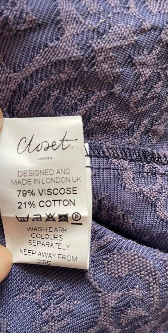 ジャガード紫ネイビーフ ワンピース