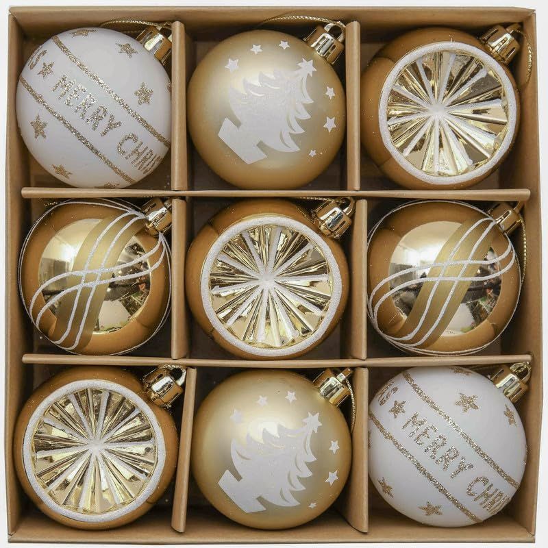【次回入荷予定無し】飾り付け 飾り カラー ゴージャス シロ クリスマスツリー クリスマスボール 豪華 華奢 9個入り 6cm 白金色 北アメリカ風 オーナメント クリスマス Madelyn Valery