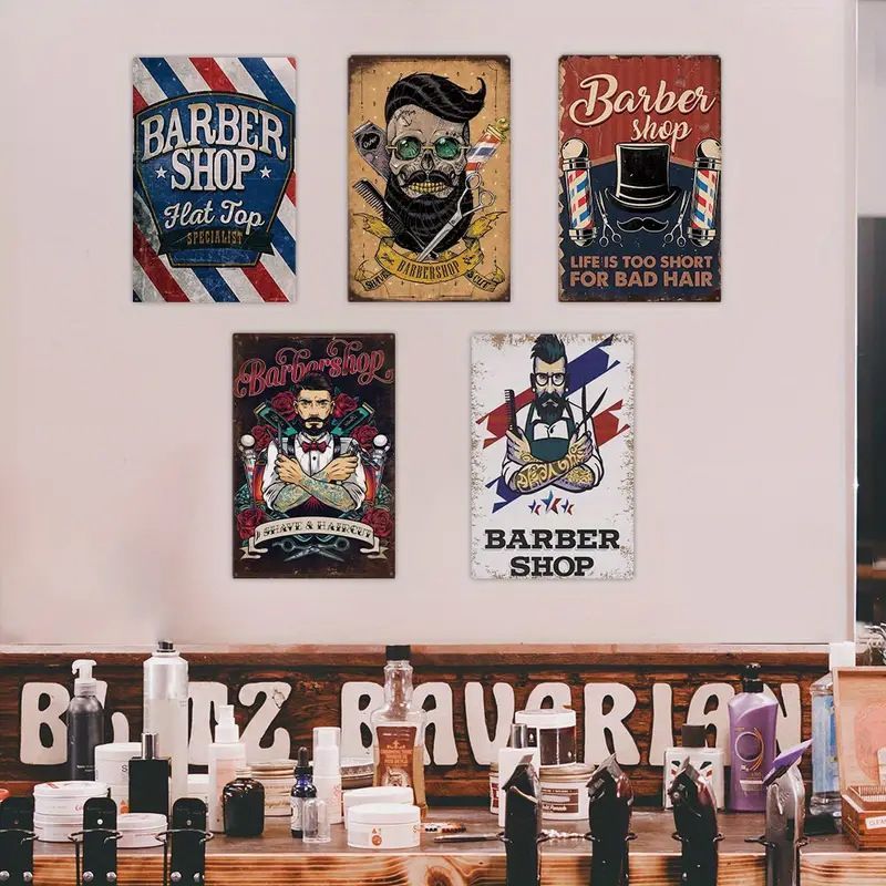 Barber3ブリキ看板インテリア壁掛けパネルアンティークレトロバーバー