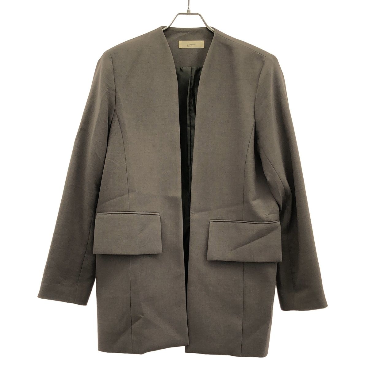 LOUREN ローレン 24SS ポリエステルノーカラージャケット-パンツ セットアップ Lo241-37|Lo241-38 カーキ F|M
