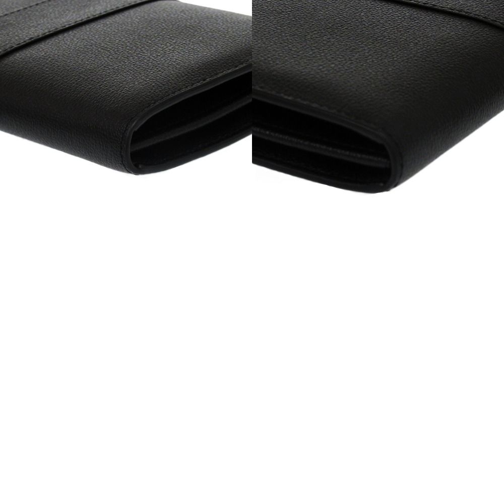 美品 デルボー ブリヨン カーフレザー ブラック 0326 黒 チェーン  