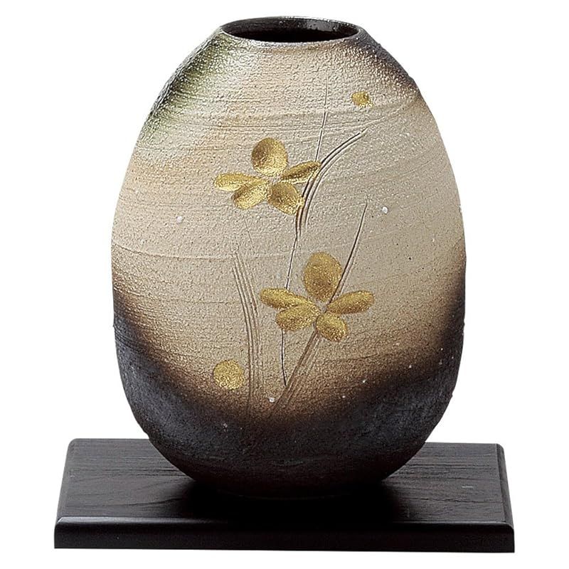 黒い陶器製花瓶 丸伊製陶 信楽焼 へちもん 花瓶 フラワーベース 大きい 黒 白 石は