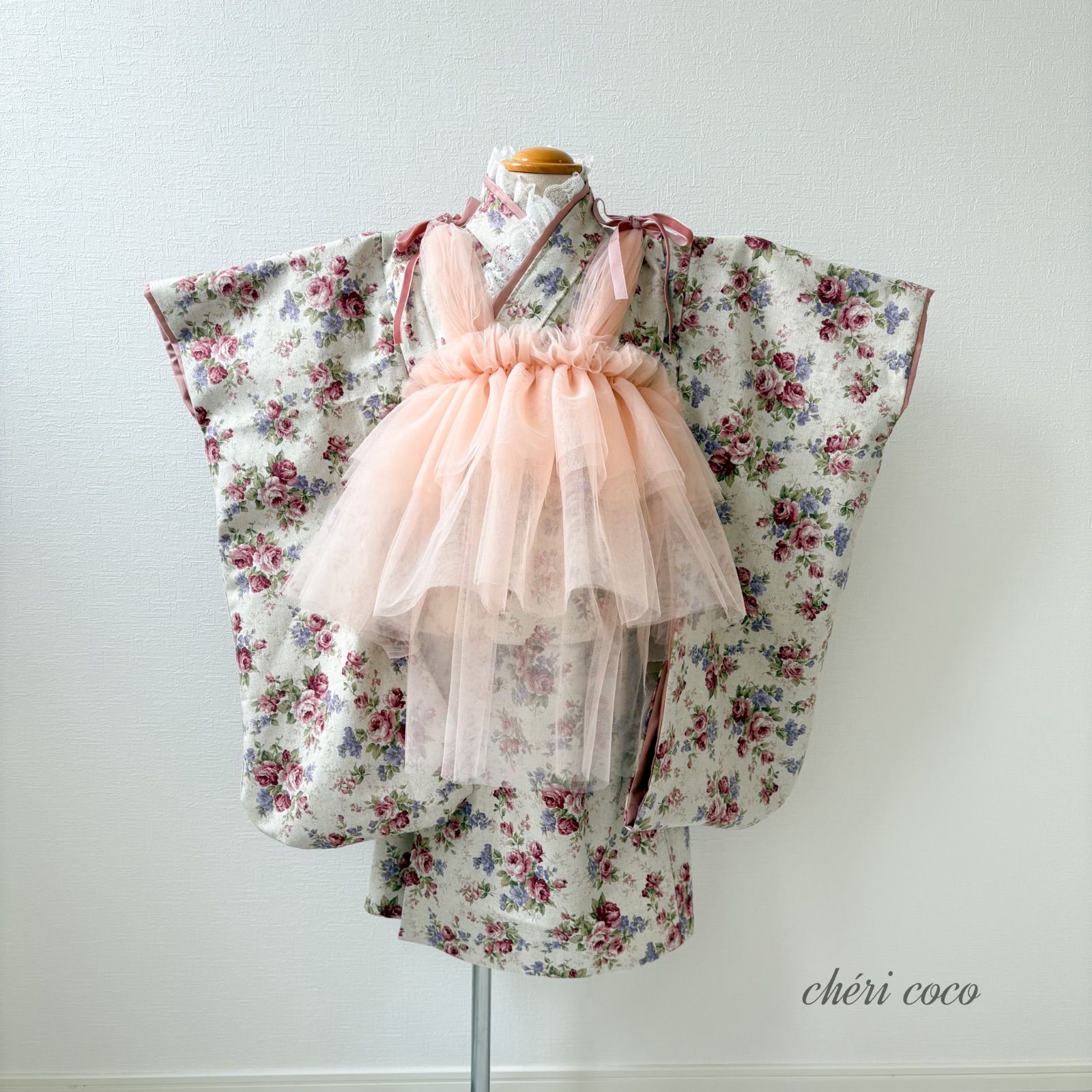 受注生産】チュール被布 七五三 被布 セール】七五三 チュール刺繍着物