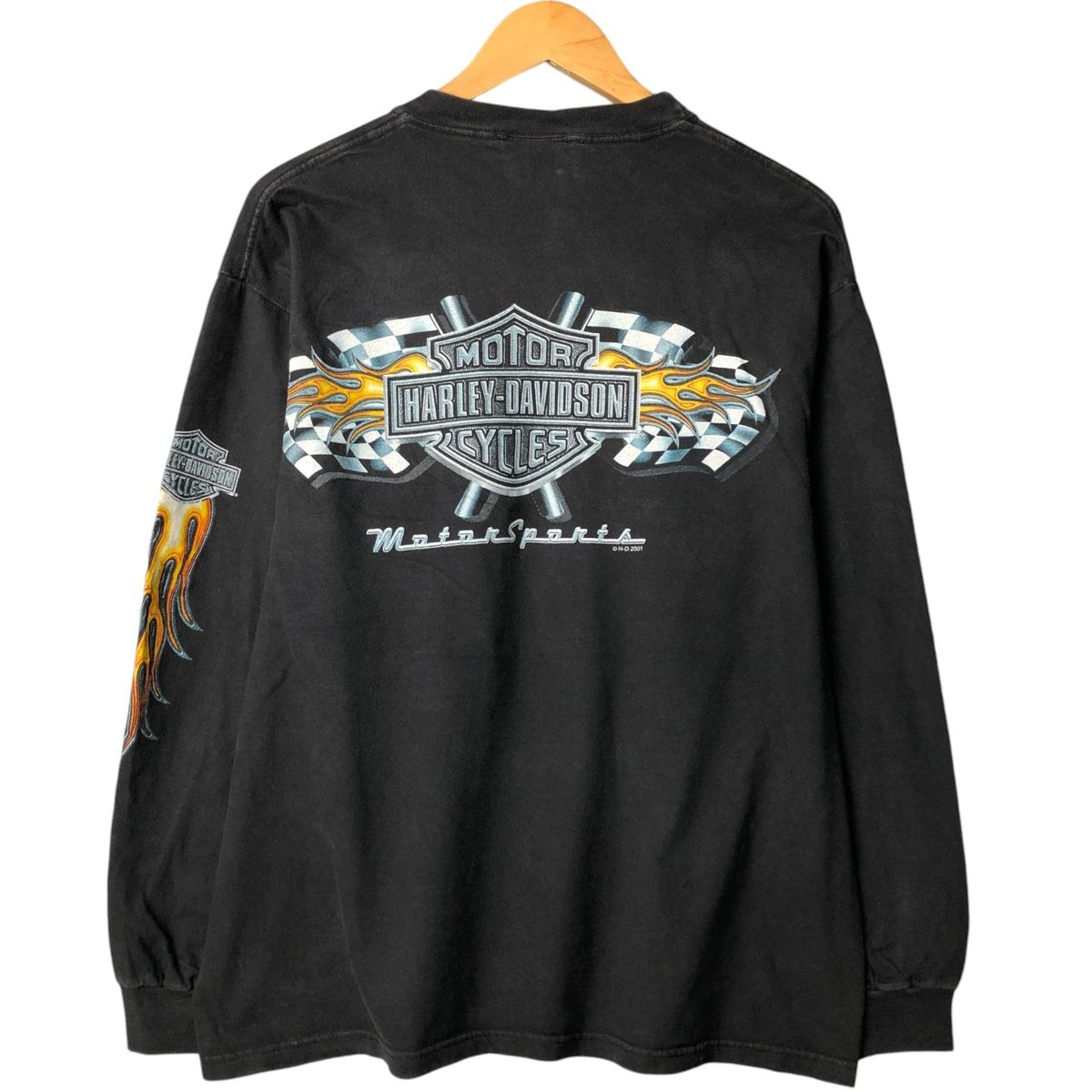 古着 90年代 ハーレーダビッドソン Harley-Davidson ファイヤーパターン モーターサイクル ロングTシャツ ロンT メンズL相当|eaa529877
