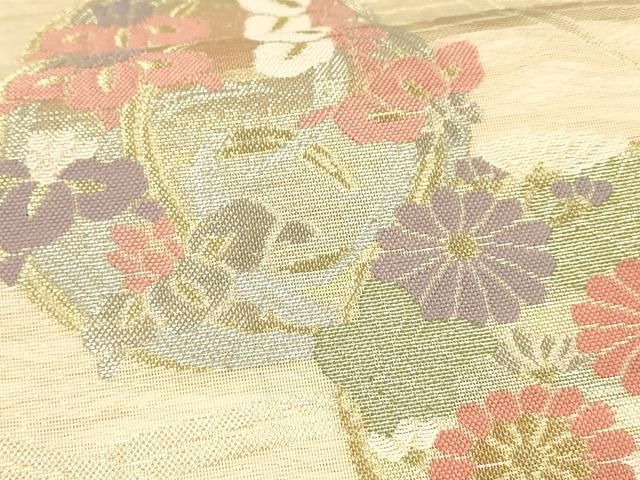 平和屋着物＊夏物 六通柄袋帯 横段文 金銀糸 正絹 逸品