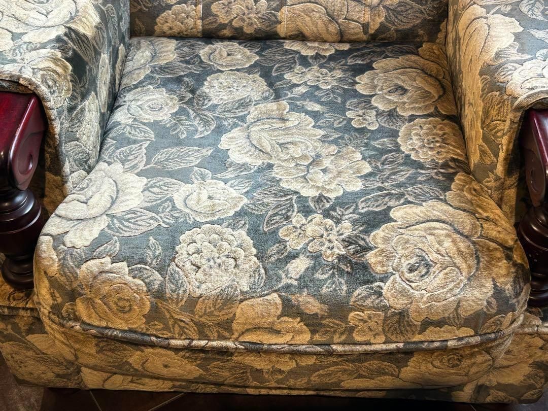 右側 金華山織 ベロア生地 ヴィンテージ ソファ アンティーク