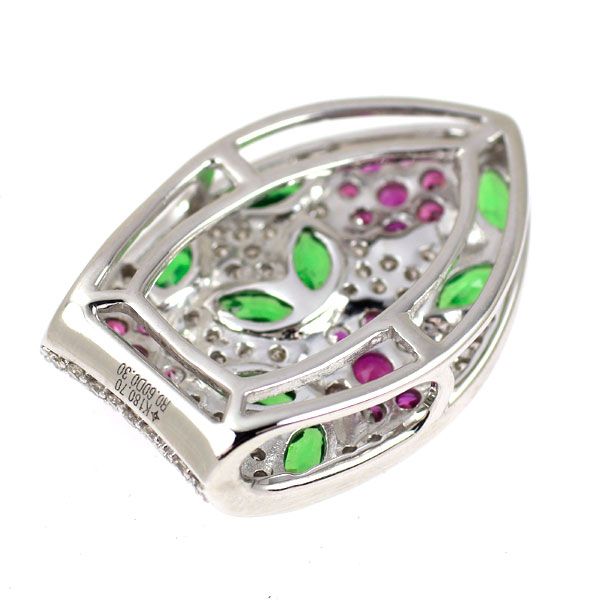 GSTV K18WG ダイヤモンド ルビー ガーネット ペンダントトップ 0.30ct