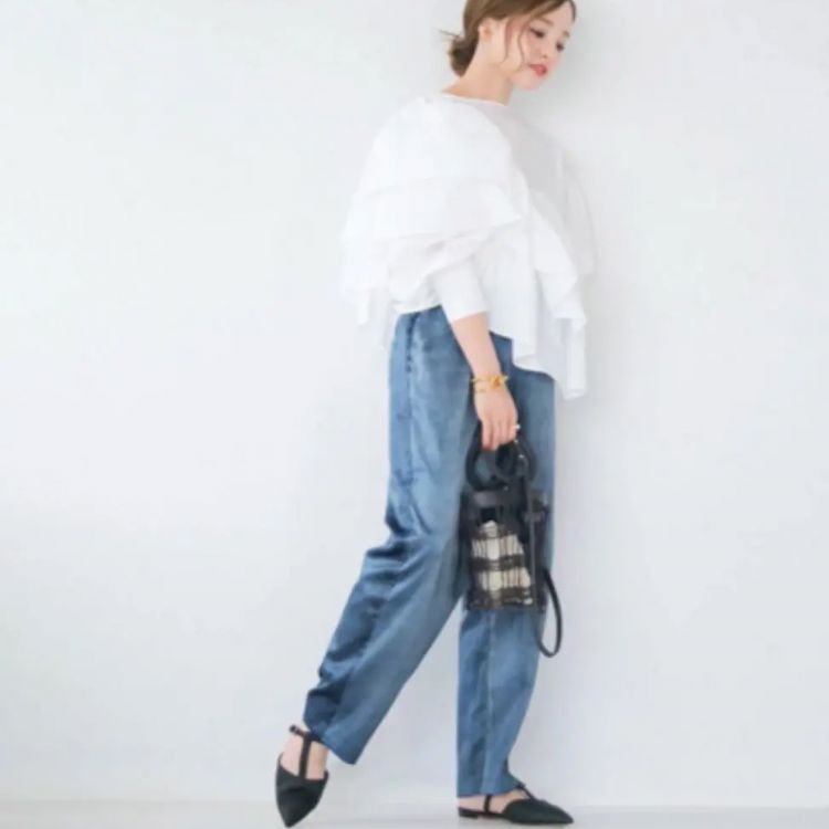 UNLIENS アンリアン 田中亜希子 サテンデニム ロング｜レディース