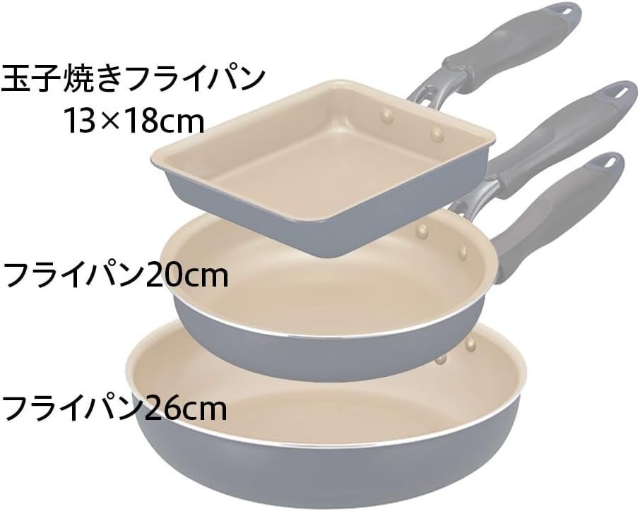 エバークック フライパンセット 3点セット オール熱源対応 IH対応 500日保証 こげつきにくいフライパン PFOA PFOS フリー ネイビー ドウシシャ