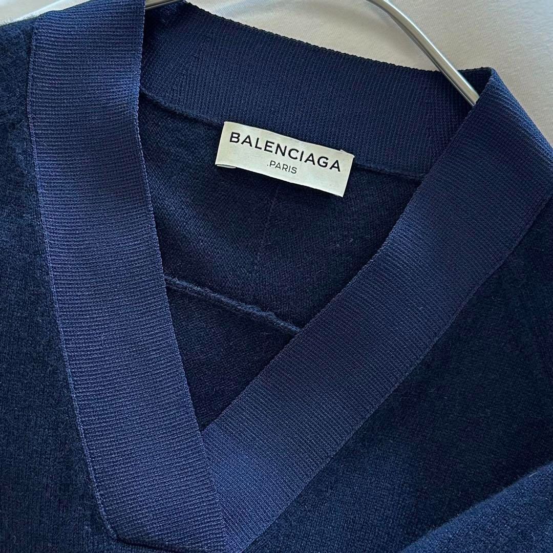 正規品】極美品 BALENCIAGA カシミヤ100% ニットワンピース ネイビー 