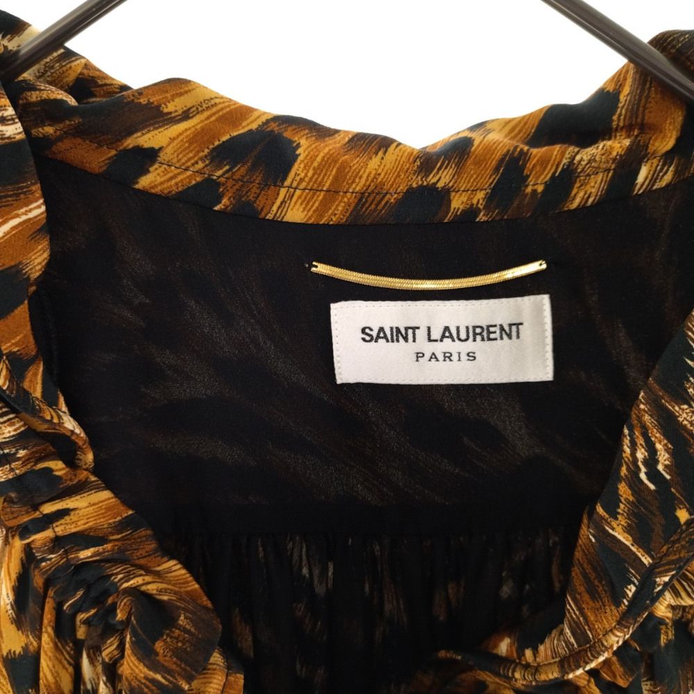 SAINT LAURENT PARIS (サンローランパリ) シルクレオパードプリント フリルミニドレス 542214 Y3110 レディース -  メルカリ