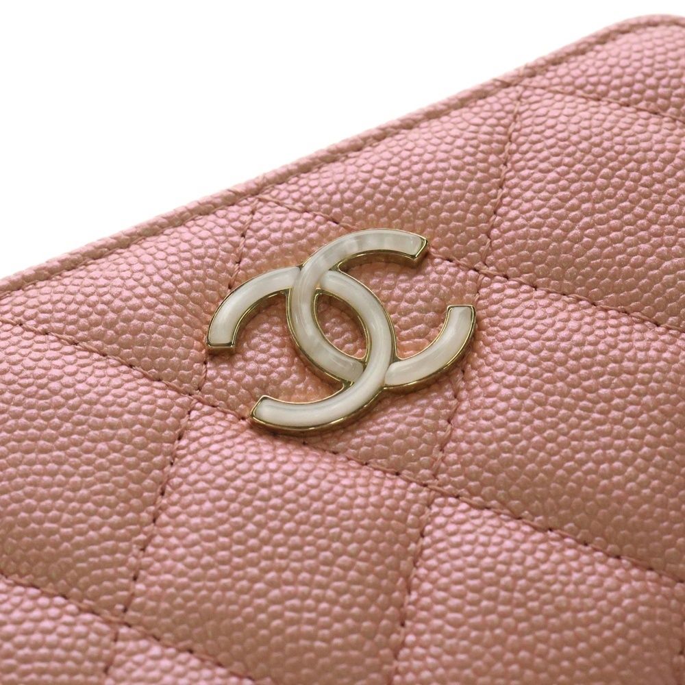 【美品】シャネル キャビアスキン ゴールド金具　コインケース　ココマーク CHANEL シャネル コインケース シャネル19 ジップファスナー
