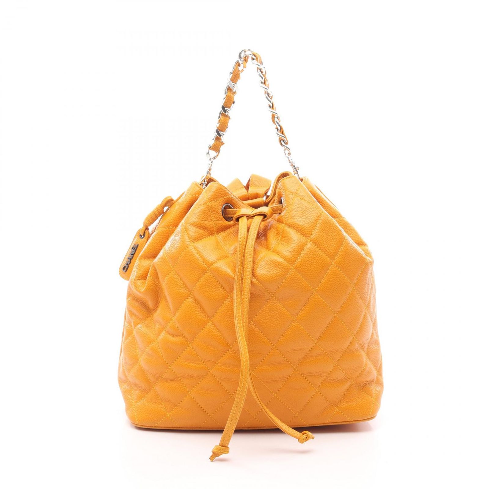 シャネル CHANEL リュックサック バックパック マトラッセ オレンジイエロー カーフ 牛革 マトラッセ ドロースリング バックパック レディース Used A