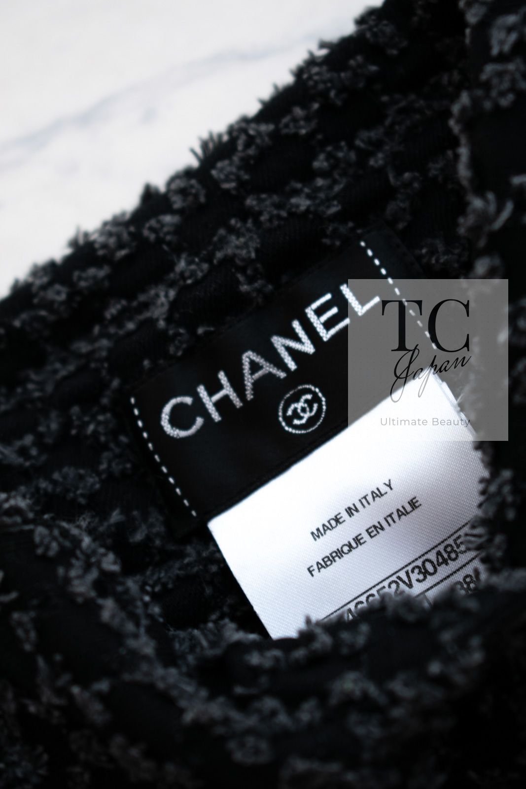 シャネル ジャケット CHANEL チャコールグレー ブラック 黒 ラッフル