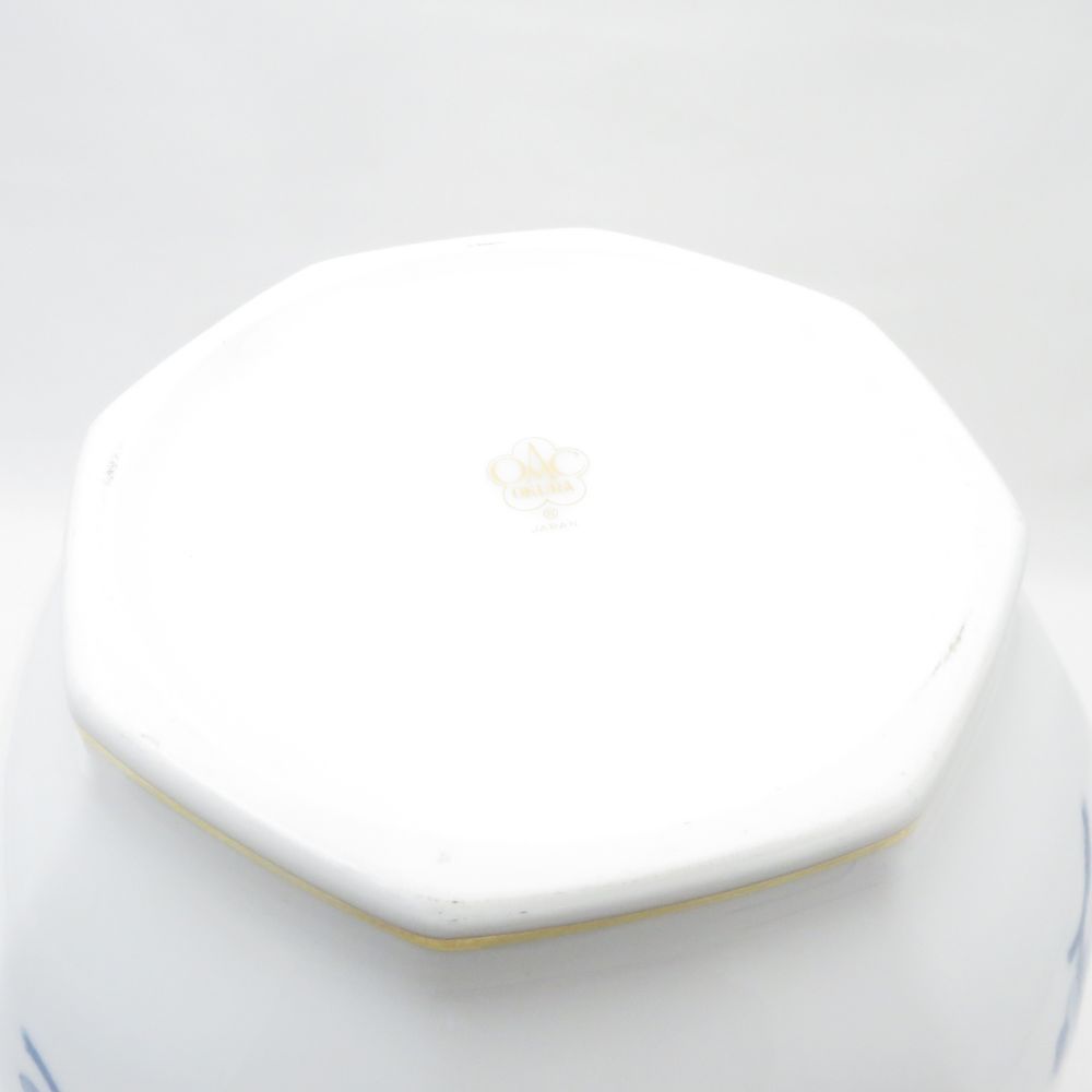 OKURA 大倉陶園 染付金彩 菊梅菖蒲竹四君子文 花瓶 1点 八角 フラワーベース H23.5cm 飾壷 SO3155T2 OKURA 大倉陶園 染付金彩 菊梅菖蒲竹四君子文 花瓶 1点 八角
