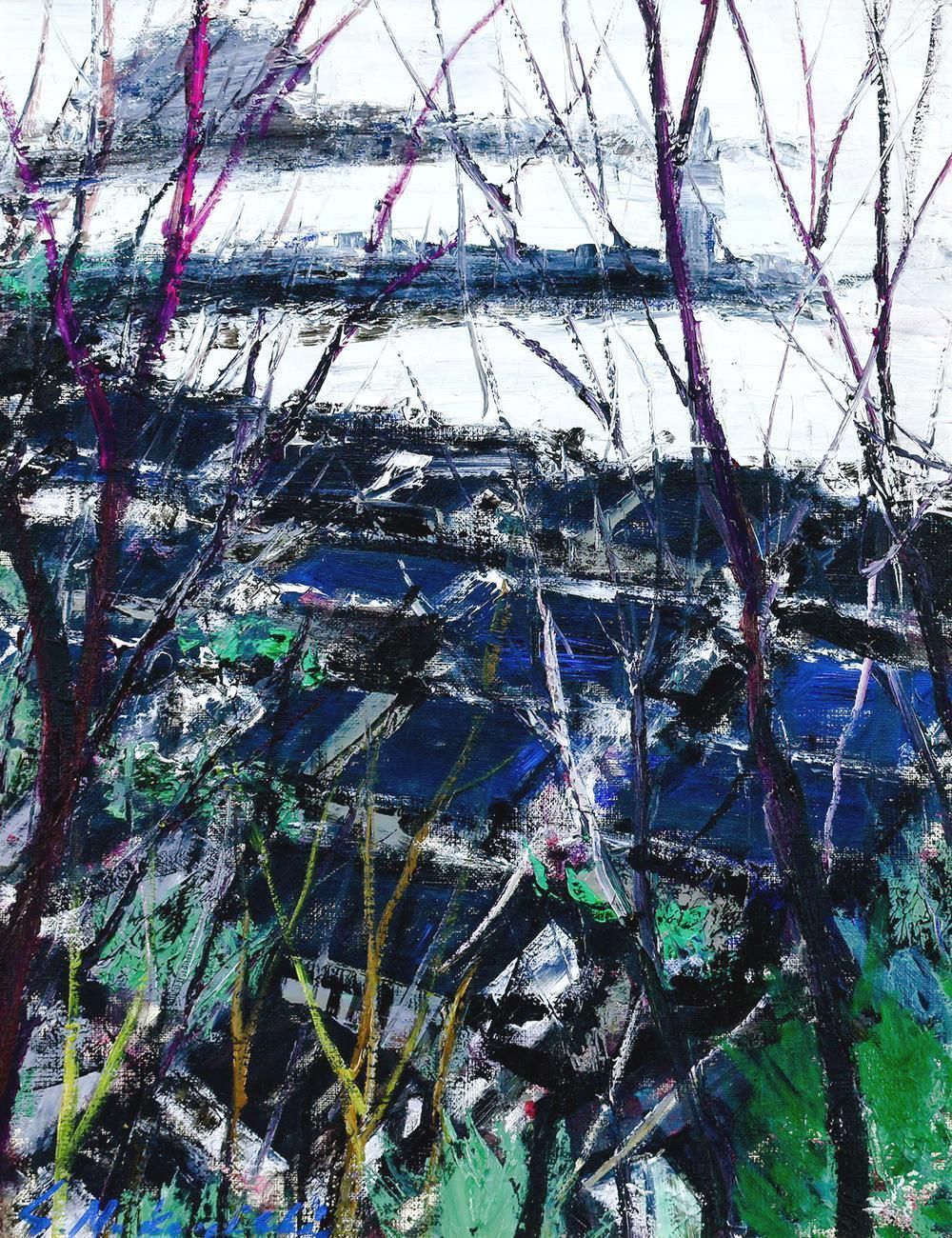 【真作】絵画　油彩6号　街のにぎわい　都市風景　印象派風　都会の情景　W137 Amazon.co.jp: 晴れの街ギャラリー 絵画 額絵 クロード・モネ