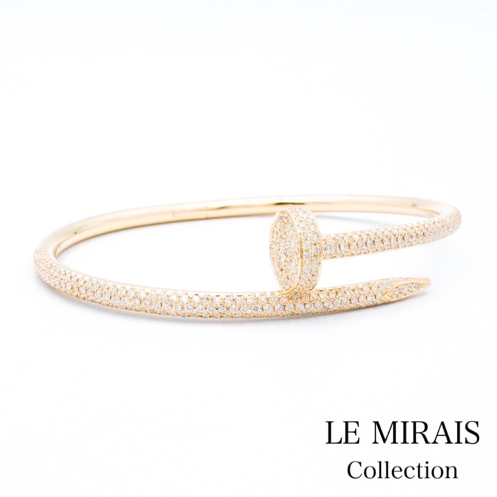 仕上済】カルティエ ジュストアンクル ブレス #18 YG ダイヤ 18