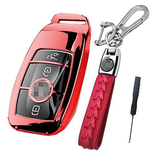 レッド [POSTEK] Mercedes Benz ベンツ スマートキーカバーに適用車のキーカバー 高級TPU軽量EクラスSクラスCLSクーペCクラスBクラスAクラス新しいCLA GLC GLEGクラス電気キースマートキー (赤)