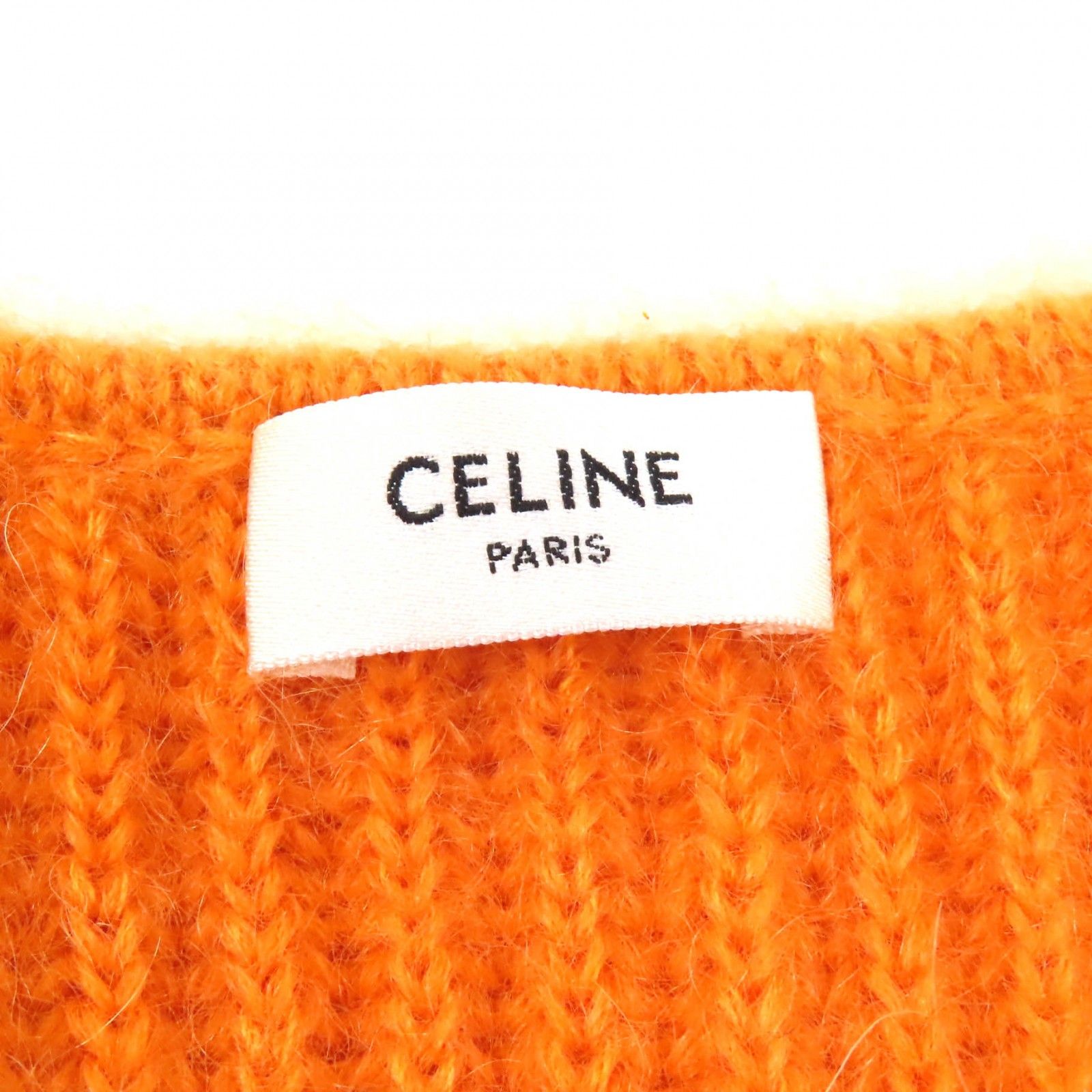 CELINE - 極美品★CELINE セリーヌ 2A38T377N モヘア シルク混 クロップド丈 Vネック 長袖 ニット カーディガン オレンジ XS イタリア製 正規品 レディース CELINE 極美品☆CELINE セリーヌ 2A38T377N モヘア シルク混