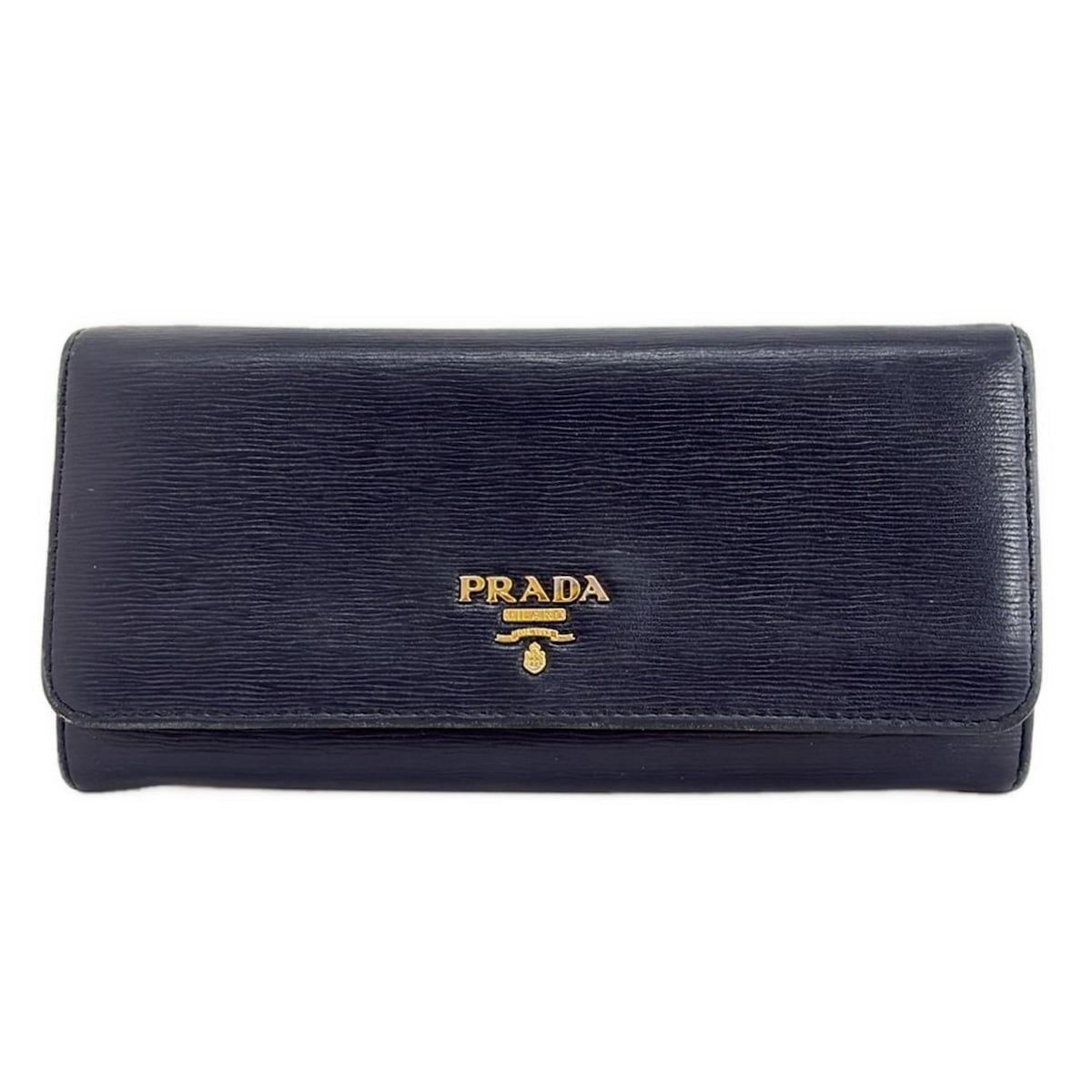 PRADA プラダ 長財布 - ネイビー×ダークネイビー レザー