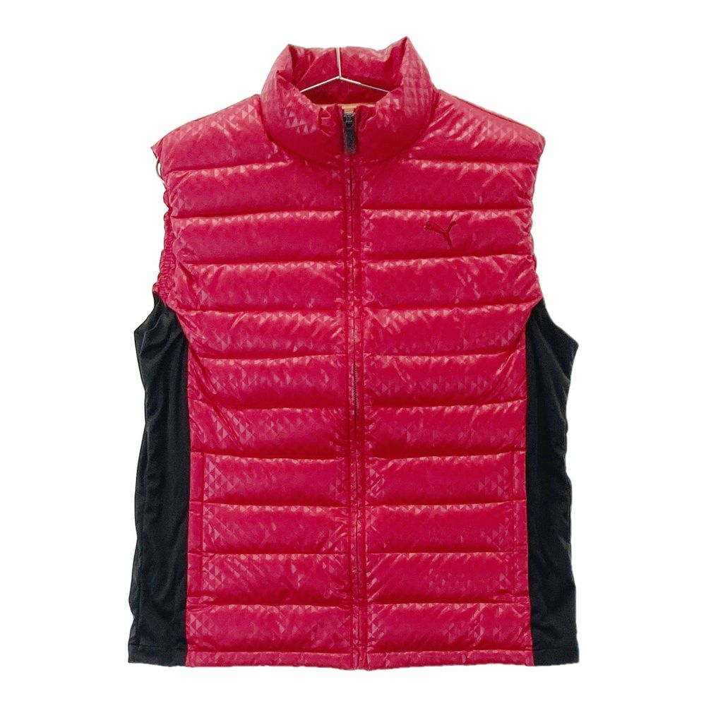 サイズ：L PUMA GOLF プーマゴルフ  ダウンベスト 総柄 レッド系 [240101505896] ゴルフウェア メンズ ストスト