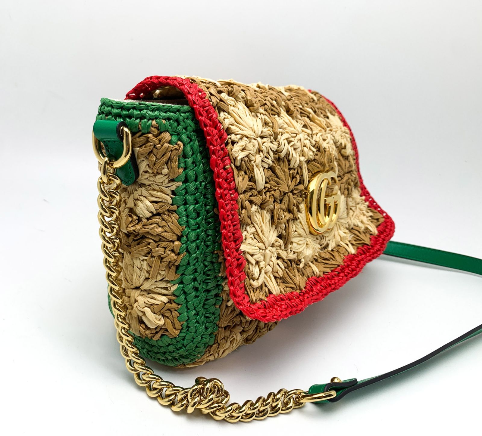 GUCCI グッチ 574433 GGマーモント ラフィア チェーンショルダー