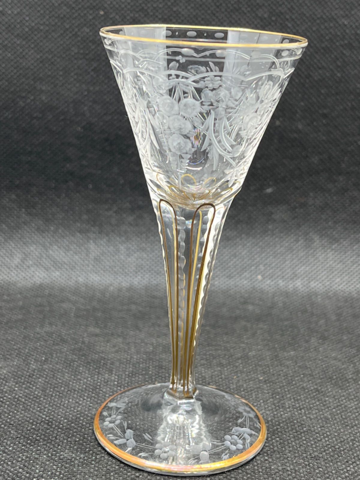 R様　ご売約　モーゼル　金彩金盛　クリスタル　ロカイユ　リキュールグラス　2客 R様 ご売約 モーゼル 金彩金盛 クリスタル ロカイユ リキュールグラス