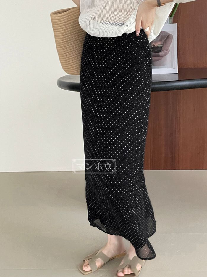 ロングスカート ボトムス レディース 秋タイト 長め ロング丈 スカート 水玉 きれいめ カジュアル 通勤 春 夏  taochuan41