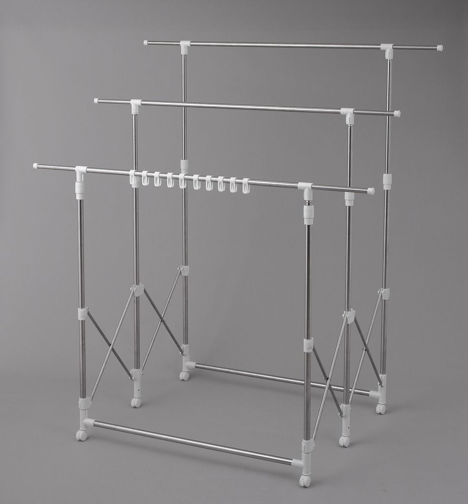 アイリスオーヤマ 室内物干し 伸縮万能室内物干し 幅111~150×奥行20~114×高さ120~165cm 洗濯物干し キャスター付き 約4~5人用 多機能物干し H-MS3S IRIS OHYAMA