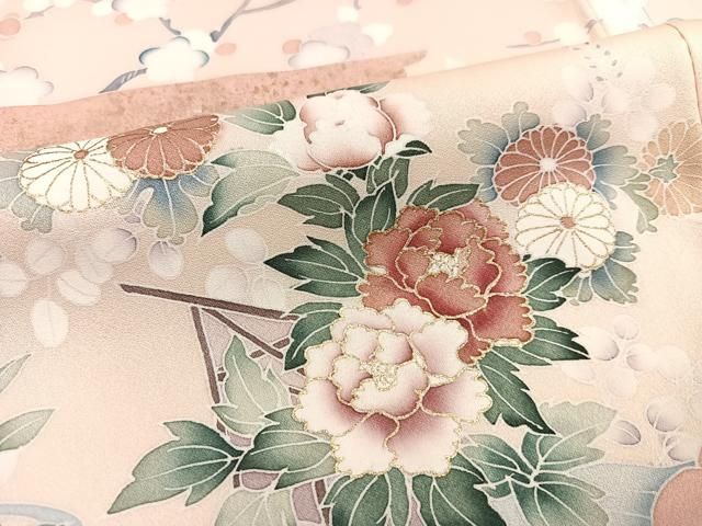 【高級訪問着】 枝花文　暈し染め　銀彩　ロング丈　 正絹　逸品✨No.064❤️ 高級訪問着】 枝花文 暈し染め 銀彩 ロング丈 正絹 逸品✨