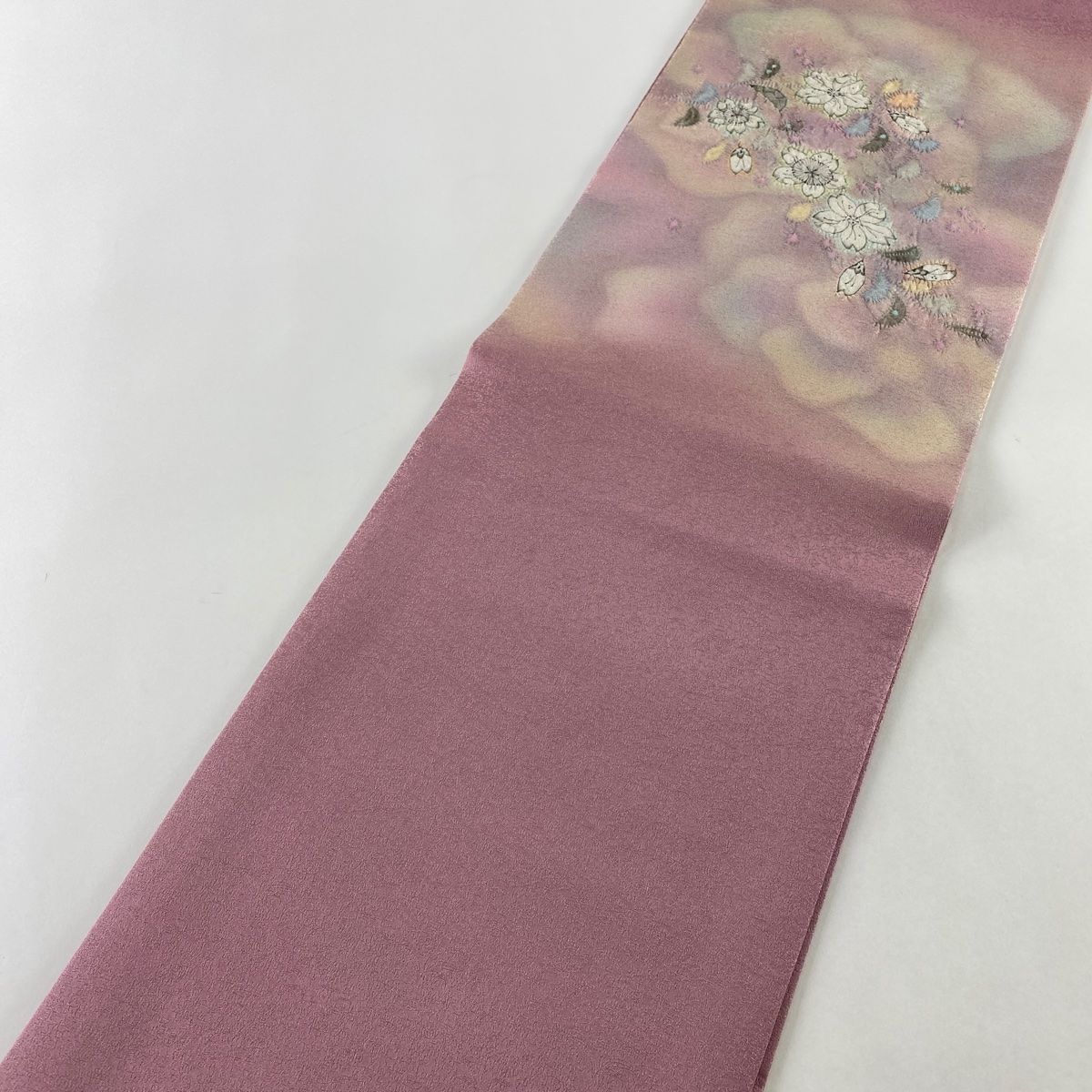 袋帯 美品 逸品 二代目 久保田一竹 落款 桜 桜の花びら 銀通し ぼかし