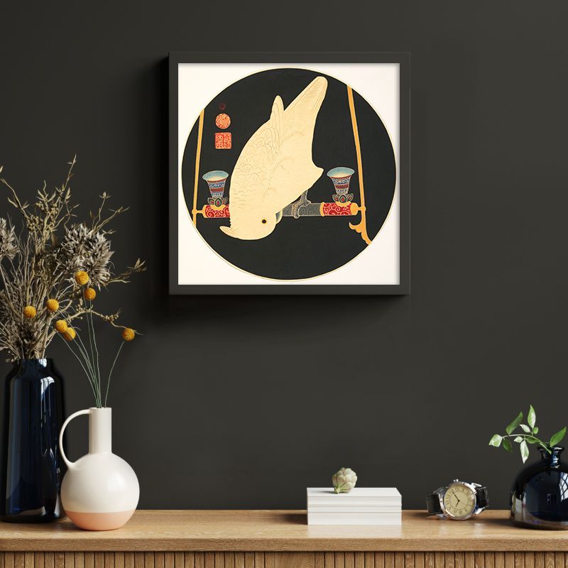 A4短辺正方形 伊藤若冲 ポスター 白いコンゴウインコ アートポスター