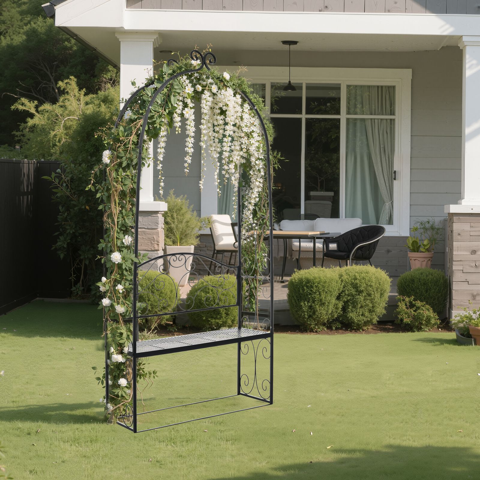 ガーデンベンチ 2人掛け ガーデンアーチ ローズアーチ 園芸