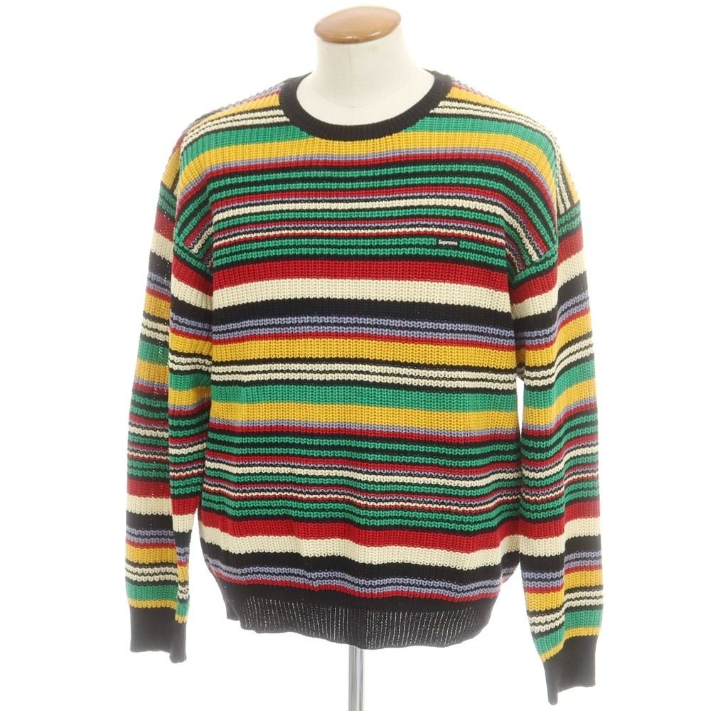 【】シュプリーム Supreme 2023年秋冬 Small Box Ribbed Sweater コットン ボーダー クルーネック プルオーバーニット マルチカラー【サイズM】【メンズ】