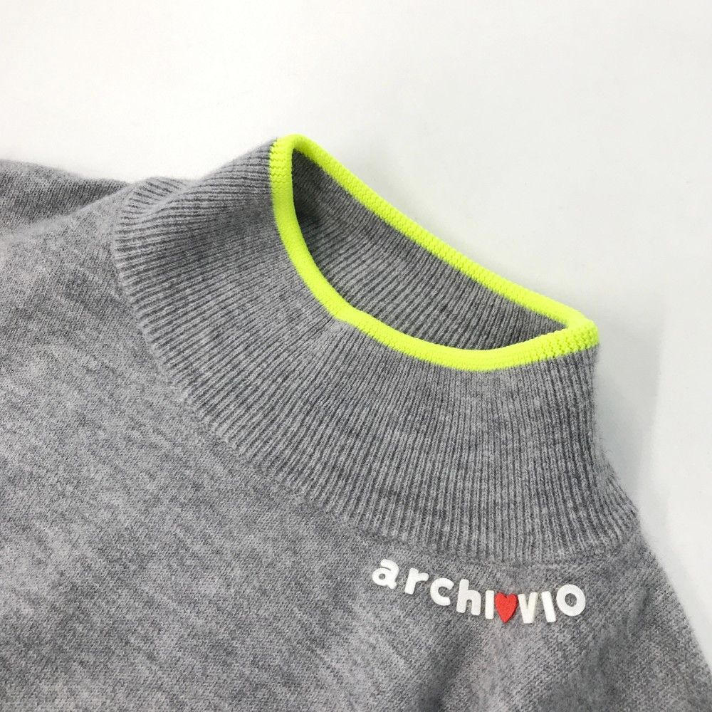 サイズ：38 ARCHIVIO アルチビオ  ハイネック ニットセーター ウール  グレー系 [240101447703] ゴルフウェア レディース ストスト サイズ：38 ARCHIVIO アルチビオ ハイネック ニットセーター