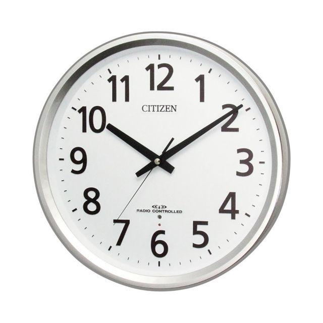  【送料無料】【シチズン/リズム時計】【CITIZEN】電波掛時計 静か シルバーメタリック色 アナログ パルウェーブM475 8MY475-019 掛時計・柱時計