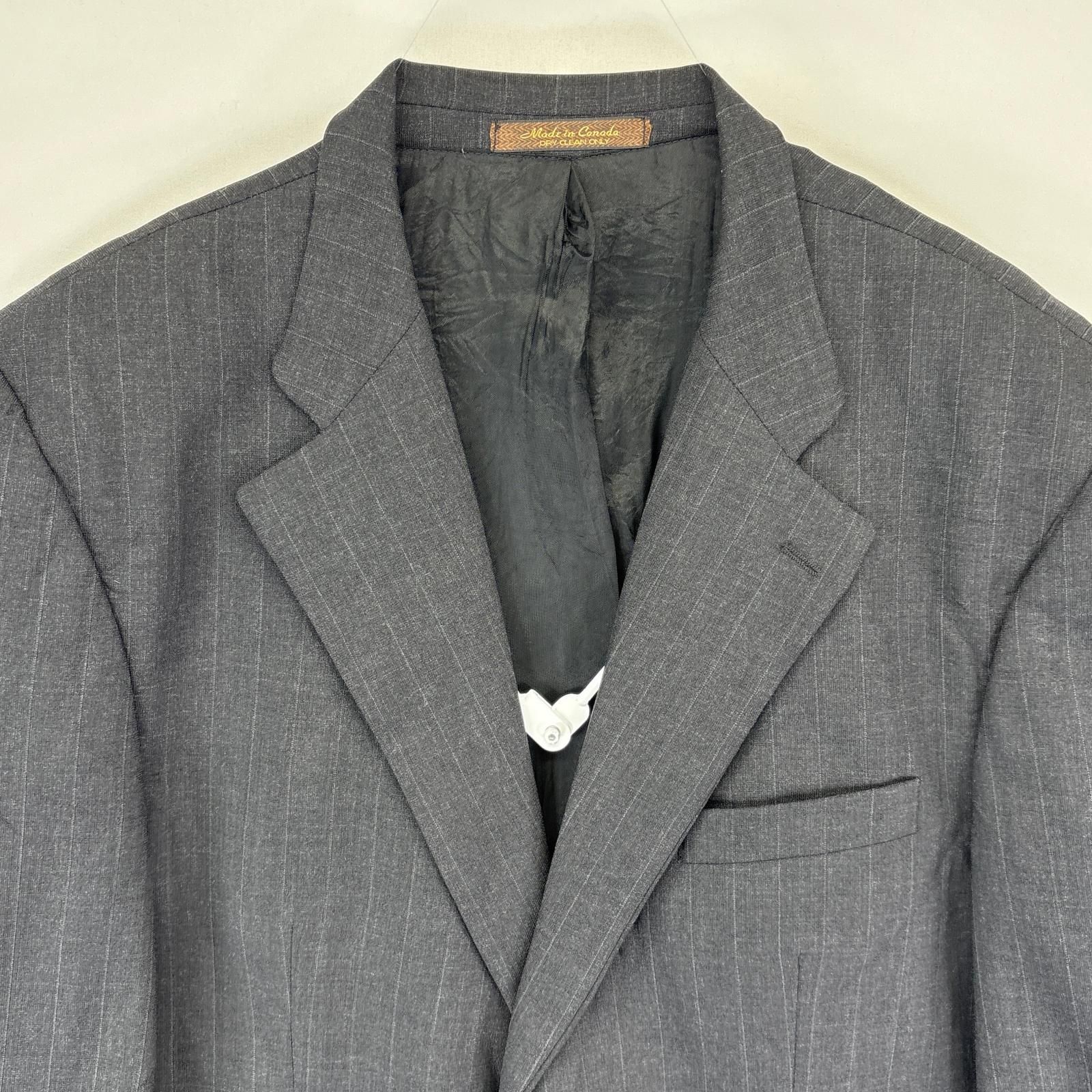 ✨️美品✨️LAUREN ラルフローレン スーツ ダークグレー ス トライプ L 古着 ラルフローレン RALPH LAUREN テーラードジャケット スーツ