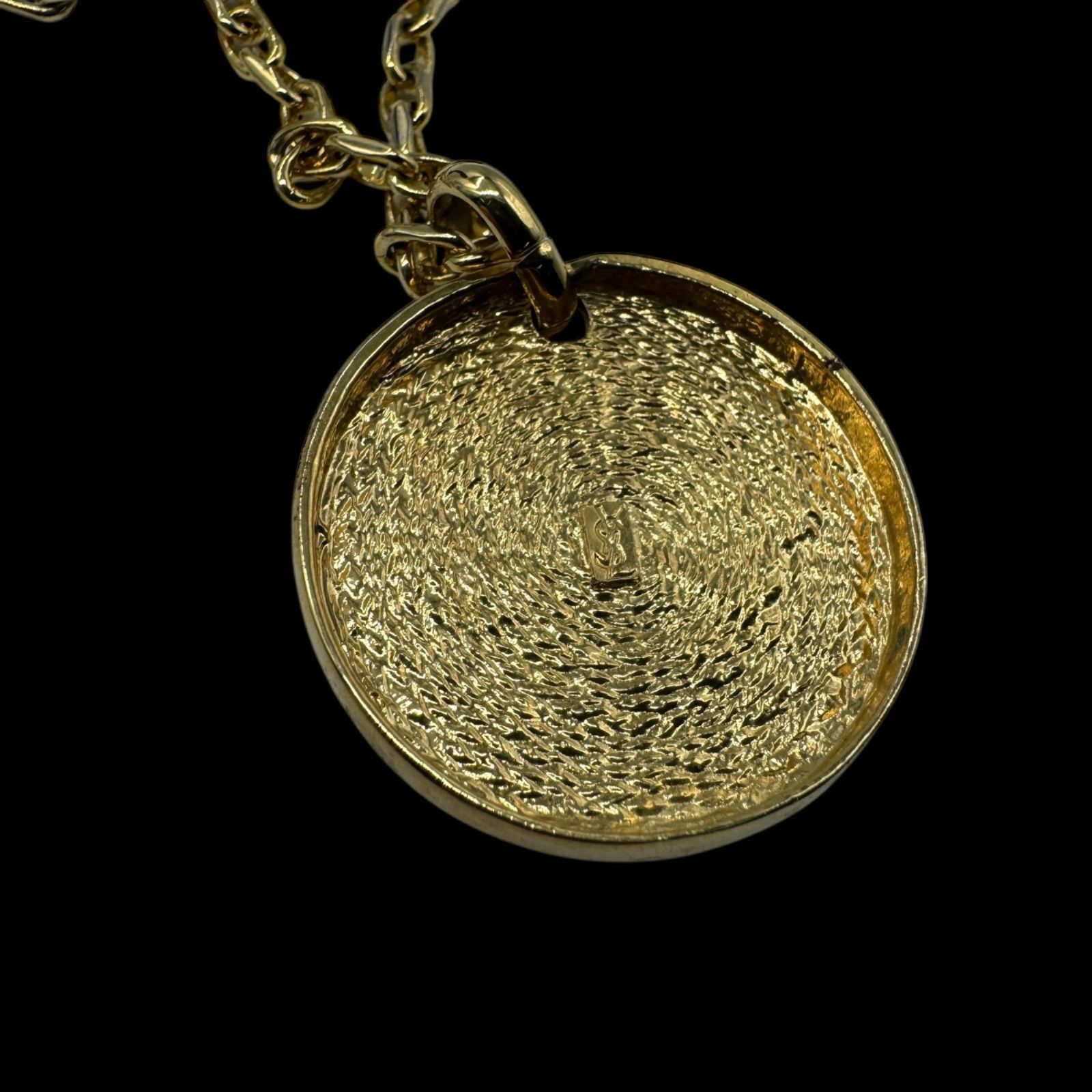 ヴィンテージイヴサンローラン ラウンド ロゴ ネックレスゴールド YSL